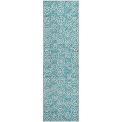 Premium Machine Washable Mayfield AMF728 Teal 2'3" x 7'6" Runner Rug
