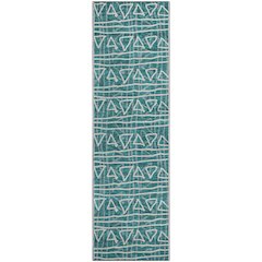 Premium Machine Washable Mayfield AMF730 Teal 2'3" x 7'6" Runner Rug