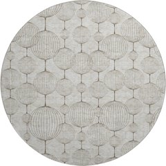 Premium Machine Washable Mayfield AMF732 Beige 8' x 8' Round Rug