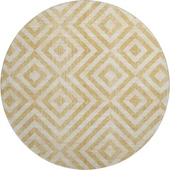 Premium Machine Washable Mayfield AMF733 Gold 8' x 8' Round Rug