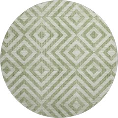 Premium Machine Washable Mayfield AMF733 Green 8' x 8' Round Rug