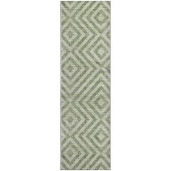 Premium Machine Washable Mayfield AMF733 Green 2'3" x 7'6" Runner Rug