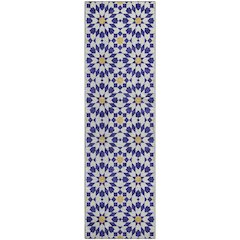 Premium Machine Washable Mayfield AMF734 Navy 2'3" x 7'6" Runner Rug