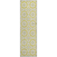 Premium Machine Washable Mayfield AMF734 Yellow 2'3" x 7'6" Runner Rug