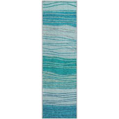 Premium Machine Washable Mayfield AMF735 Sky 2'3" x 7'6" Runner Rug
