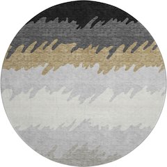 Premium Machine Washable Mayfield AMF736 Black 8' x 8' Round Rug