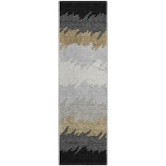 Premium Machine Washable Mayfield AMF736 Black 2'3" x 7'6" Runner Rug