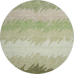 Premium Machine Washable Mayfield AMF736 Green 8' x 8' Round Rug