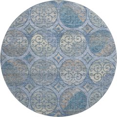 Premium Machine Washable Mayfield AMF738 Blue 8' x 8' Round Rug