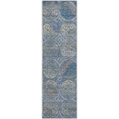 Premium Machine Washable Mayfield AMF738 Blue 2'3" x 7'6" Runner Rug