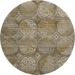 Premium Machine Washable Mayfield AMF738 Brown 8' x 8' Round Rug