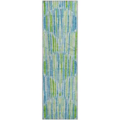 Premium Machine Washable Mayfield AMF739 Aqua 2'3" x 7'6" Runner Rug