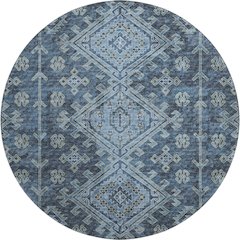 Premium Machine Washable Mayfield  Blue 8' x 8' Round Rug