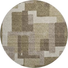 Premium Machine Washable Mayfield AMF740 Brown 8' x 8' Round Rug