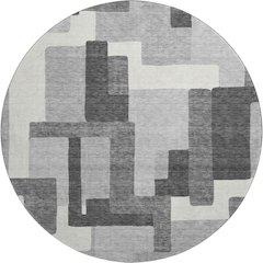 Premium Machine Washable Mayfield AMF740 Gray 8' x 8' Round Rug