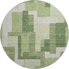 Premium Machine Washable Mayfield AMF740 Green 8' x 8' Round Rug