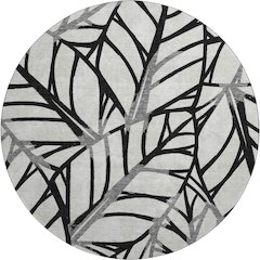 Premium Machine Washable Mayfield AMF741 Black 8' x 8' Round Rug