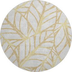Premium Machine Washable Mayfield AMF741 Gold 8' x 8' Round Rug