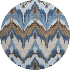Premium Machine Washable Mayfield AMF743 Blue 8' x 8' Round Rug
