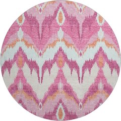 Premium Machine Washable Mayfield AMF743 Pink 8' x 8' Round Rug