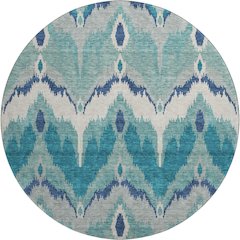 Premium Machine Washable Mayfield AMF743 Teal 8' x 8' Round Rug