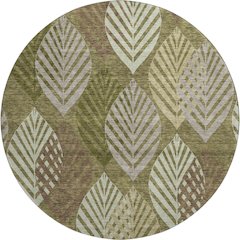 Premium Machine Washable Mayfield AMF744 Olive 8' x 8' Round Rug