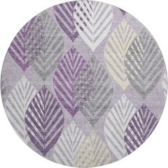 Premium Machine Washable Mayfield AMF744 Purple 8' x 8' Round Rug