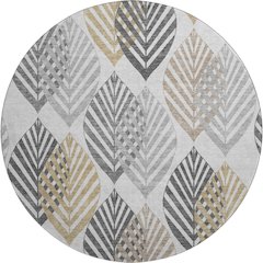 Premium Machine Washable Mayfield AMF744 Silver 8' x 8' Round Rug