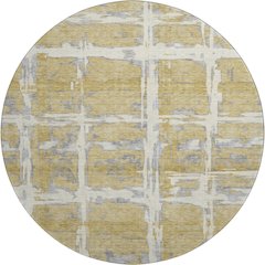 Premium Machine Washable Mayfield AMF745 Gold 8' x 8' Round Rug