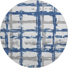 Premium Machine Washable Mayfield AMF745 Navy 8' x 8' Round Rug