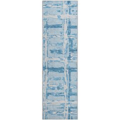 Premium Machine Washable Mayfield AMF745 Sky 2'3" x 7'6" Runner Rug