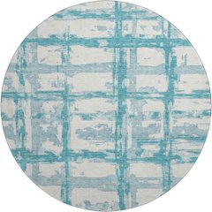 Premium Machine Washable Mayfield AMF745 Teal 8' x 8' Round Rug