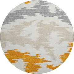 Premium Machine Washable Mayfield AMF746 Orange 8' x 8' Round Rug