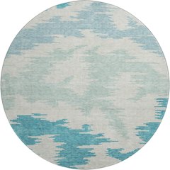 Premium Machine Washable Mayfield AMF746 Teal 8' x 8' Round Rug