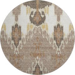 Premium Machine Washable Mayfield AMF748 Brown 8' x 8' Round Rug