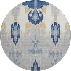 Premium Machine Washable Mayfield AMF748 Navy 8' x 8' Round Rug