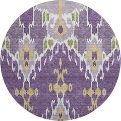 Premium Machine Washable Mayfield AMF748 Purple 8' x 8' Round Rug