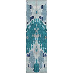 Premium Machine Washable Mayfield AMF748 Teal 2'3" x 7'6" Runner Rug