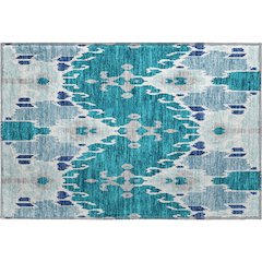 Premium Machine Washable Mayfield AMF748 Teal 1'8" x 2'6" Rug
