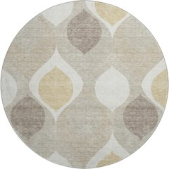 Premium Machine Washable Mayfield AMF749 Beige 8' x 8' Round Rug