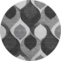 Premium Machine Washable Mayfield AMF749 Black 8' x 8' Round Rug
