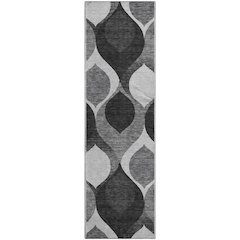 Premium Machine Washable Mayfield AMF749 Black 2'3" x 7'6" Runner Rug