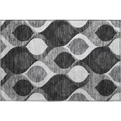 Premium Machine Washable Mayfield AMF749 Black 1'8" x 2'6" Rug