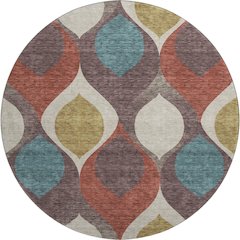 Premium Machine Washable Mayfield AMF749 Brown 8' x 8' Round Rug