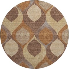 Premium Machine Washable Mayfield AMF749 Copper 8' x 8' Round Rug