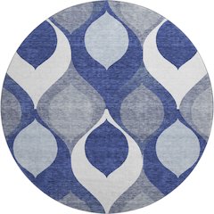 Premium Machine Washable Mayfield AMF749 Navy 8' x 8' Round Rug