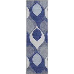 Premium Machine Washable Mayfield AMF749 Navy 2'3" x 7'6" Runner Rug