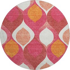 Premium Machine Washable Mayfield AMF749 Pink 8' x 8' Round Rug