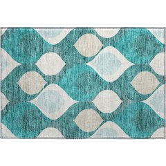 Premium Machine Washable Mayfield AMF749 Teal 1'8" x 2'6" Rug