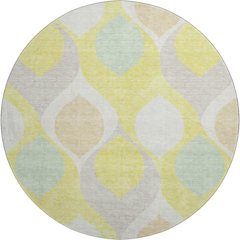 Premium Machine Washable Mayfield AMF749 Yellow 8' x 8' Round Rug